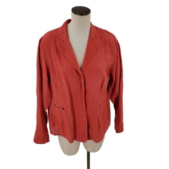 Jones New York Jackets & Blazers - Jones New York Collection Woman Jacket Linen Button Terracotta Size 14W New